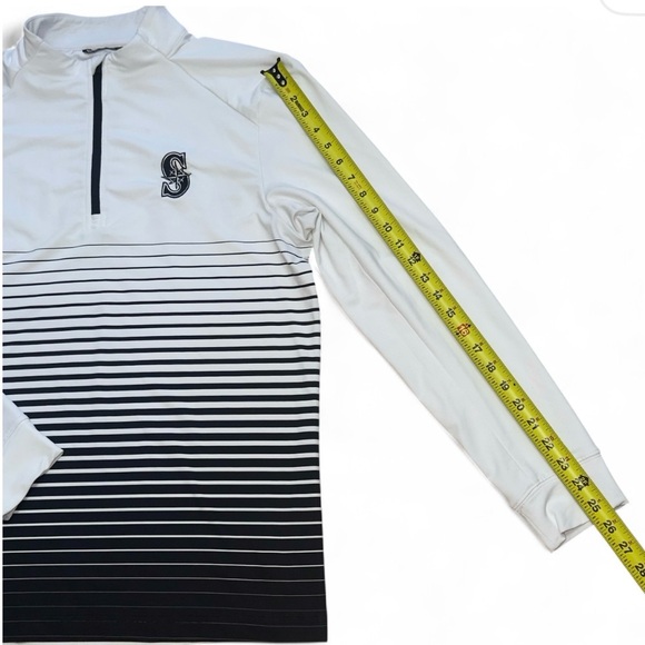Levelwear White and Black Striped Quarter-Zip Pullover Medium - Picture 5 of 8